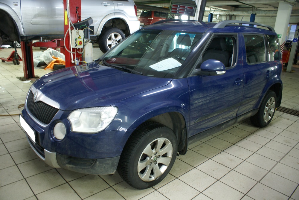 синяя Шкода в сервисе